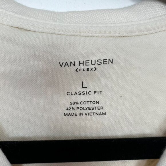 Van Heusen Flex Classic Fit Cream Plaid Polo Shirt Large - Picture 2 of 3